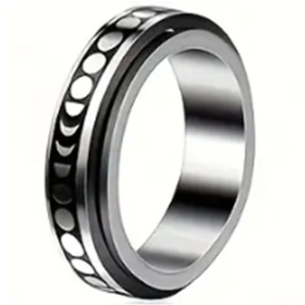 Vintage Boho Style Silver Moon Spinner Ring